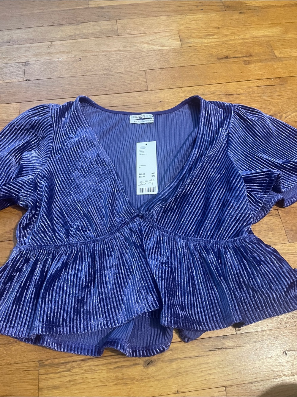 Urban outfitters  blue velvet camo  top